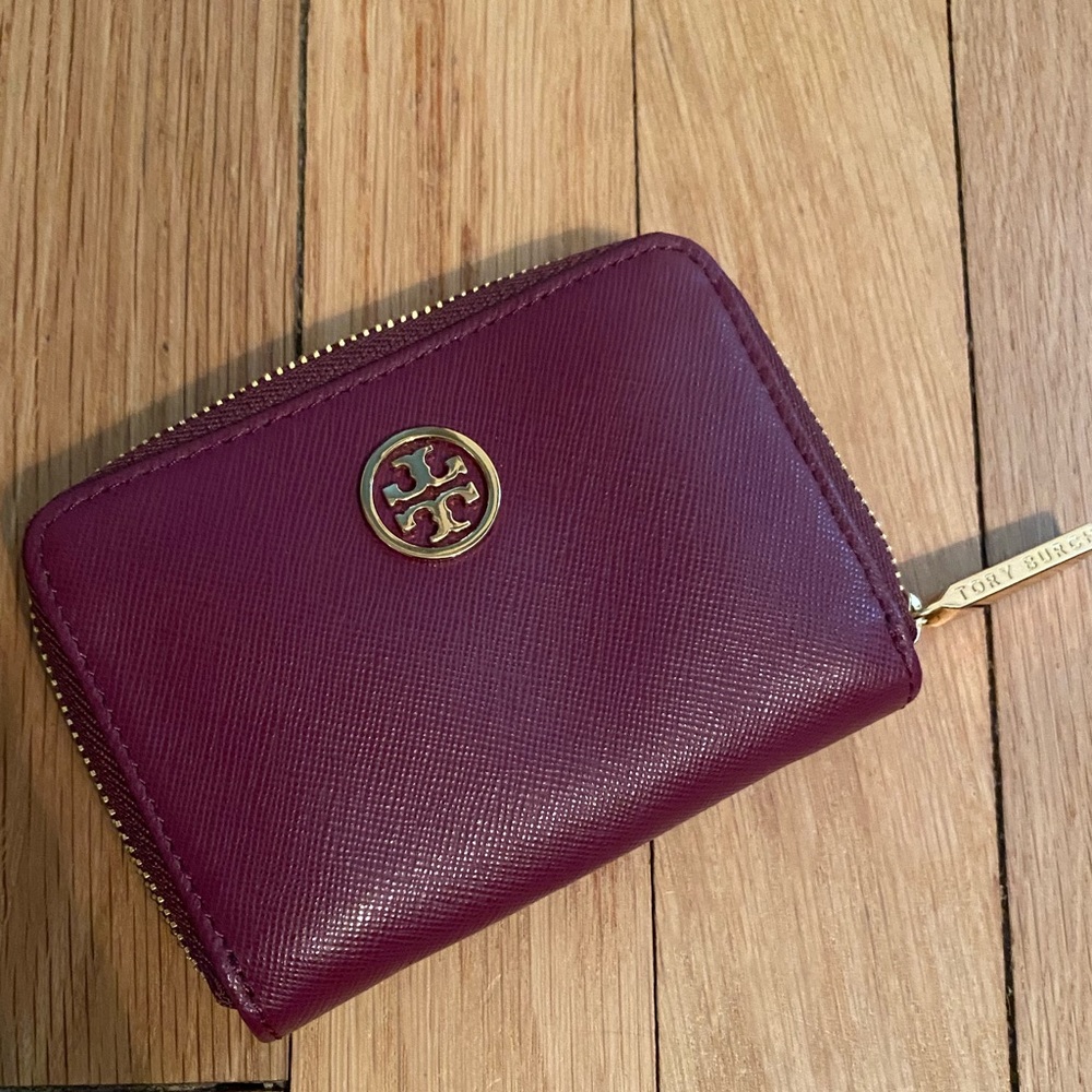 Tory Burch Burgundy Wallet with Gold Accents